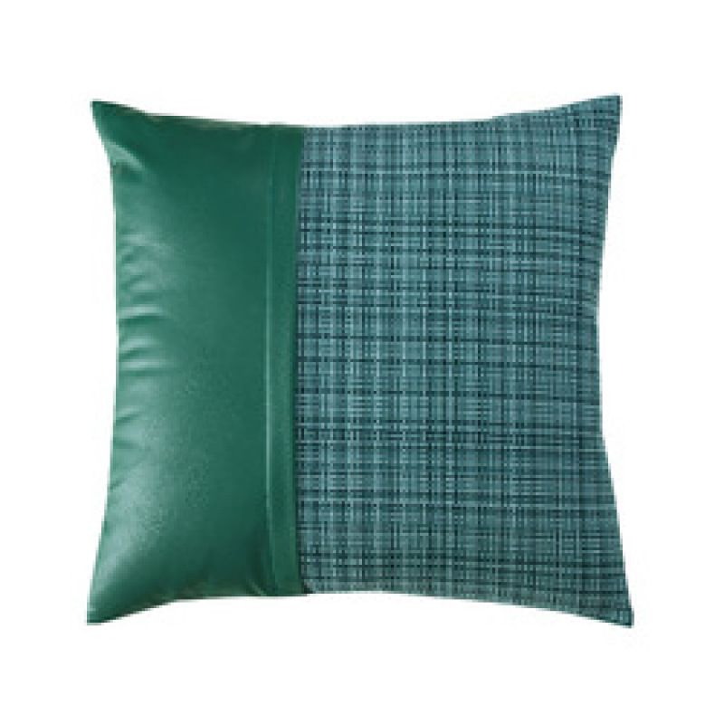stripe genuine leather pillowcase 100% poly jacquard Fabric And Leather Splice Pillow Covers New Styles
