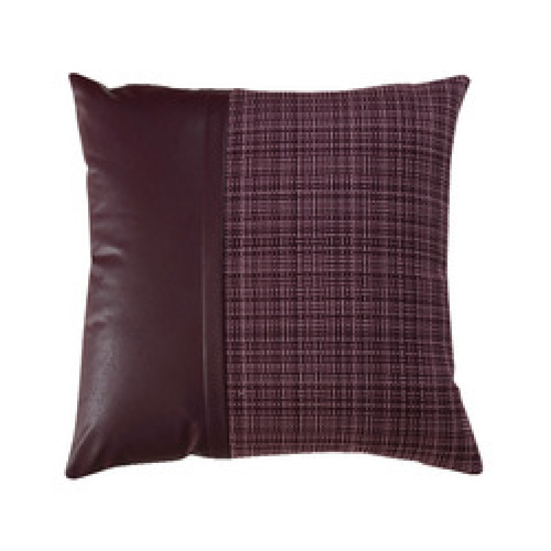 stripe genuine leather pillowcase 100% poly jacquard Fabric And Leather Splice Pillow Covers New Styles