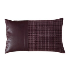 stripe genuine leather pillowcase 100% poly jacquard Fabric And Leather Splice Pillow Covers New Styles