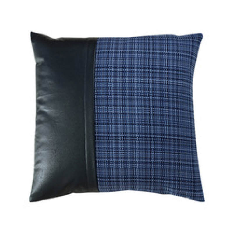 stripe genuine leather pillowcase 100% poly jacquard Fabric And Leather Splice Pillow Covers New Styles