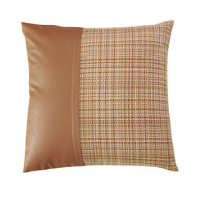 stripe genuine leather pillowcase 100% poly jacquard Fabric And Leather Splice Pillow Covers New Styles