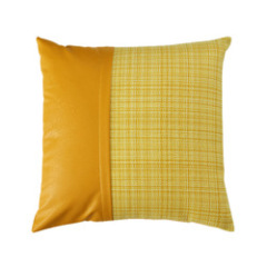 stripe genuine leather pillowcase 100% poly jacquard Fabric And Leather Splice Pillow Covers New Styles