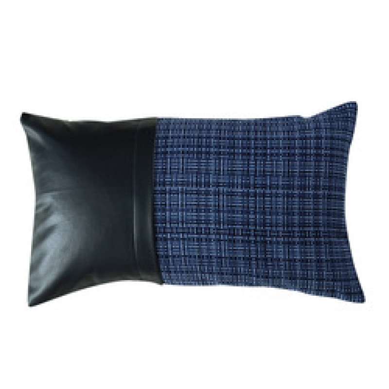 stripe genuine leather pillowcase 100% poly jacquard Fabric And Leather Splice Pillow Covers New Styles