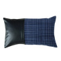 stripe genuine leather pillowcase 100% poly jacquard Fabric And Leather Splice Pillow Covers New Styles