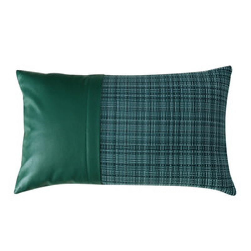stripe genuine leather pillowcase 100% poly jacquard Fabric And Leather Splice Pillow Covers New Styles