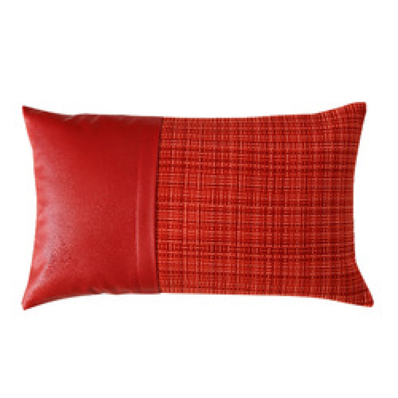 stripe genuine leather pillowcase 100% poly jacquard Fabric And Leather Splice Pillow Covers New Styles