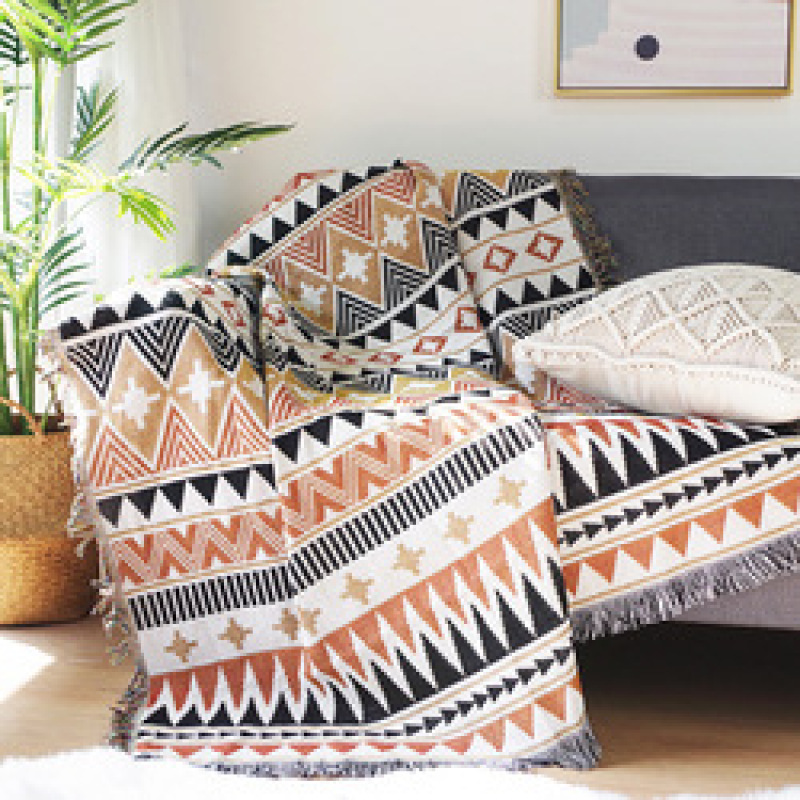 Tribal Blankets Indian Outdoor Rugs Camping Picnic Blanket Boho Decorative Bed Blankets Plaid Sofa Mats Travel Rug Tassels Linen