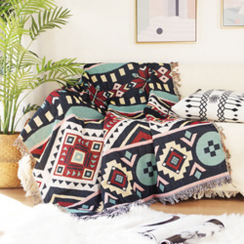 Tribal Blankets Indian Outdoor Rugs Camping Picnic Blanket Boho Decorative Bed Blankets Plaid Sofa Mats Travel Rug Tassels Linen
