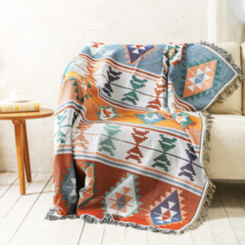 Tribal Blankets Indian Outdoor Rugs Camping Picnic Blanket Boho Decorative Bed Blankets Plaid Sofa Mats Travel Rug Tassels Linen