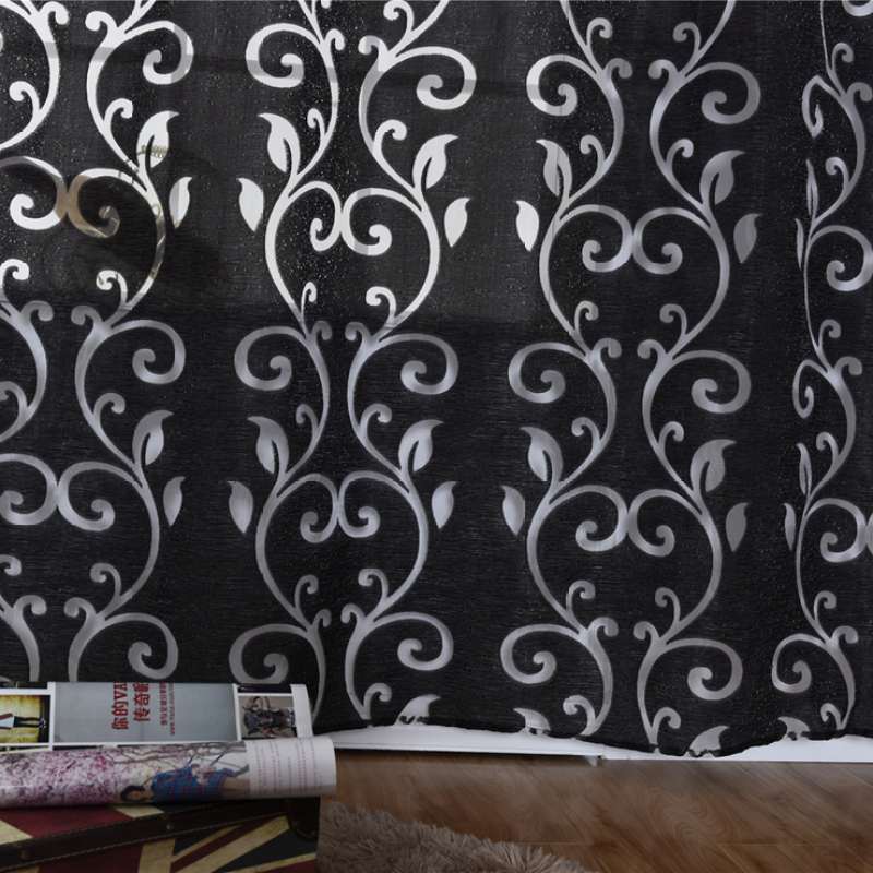 Europa Jacquard Curtain Panel, Made In China Sheer Curtains Black Curtain Cloth/