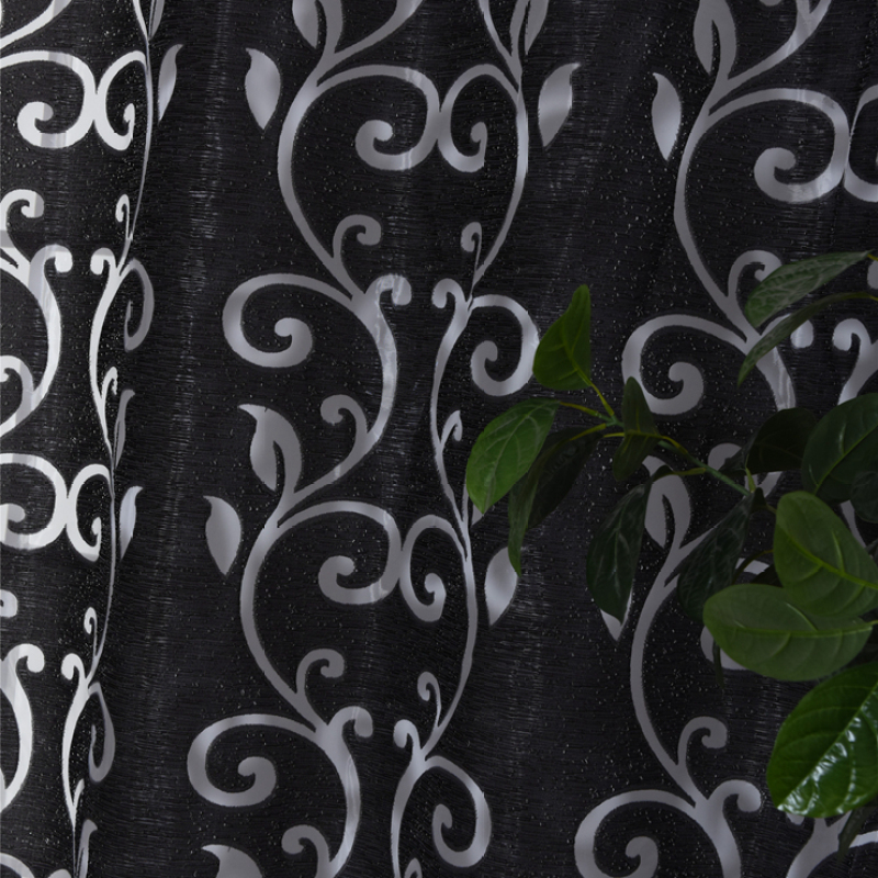 Europa Jacquard Curtain Panel, Made In China Sheer Curtains Black Curtain Cloth/