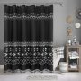 Wholesale Printed Waffle Weave Shower Curtains,  OEM Factory Wholesale Shower Curtains with Tassel$