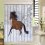 Waterproof Polyester Digital Printing Shower Curtain, Ink Painting Horse Digital Shower Curtain/