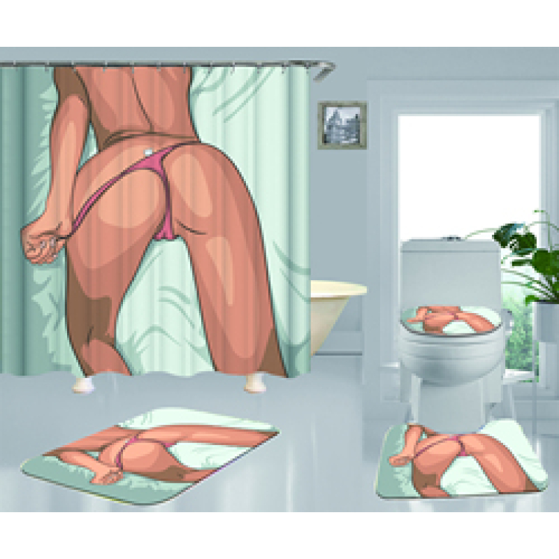 Underpants Nude Busty Sexy White Girl Women Bare Ass Polyester Shower Curtain, Digital Print Bathroom Waterproof Curtain/