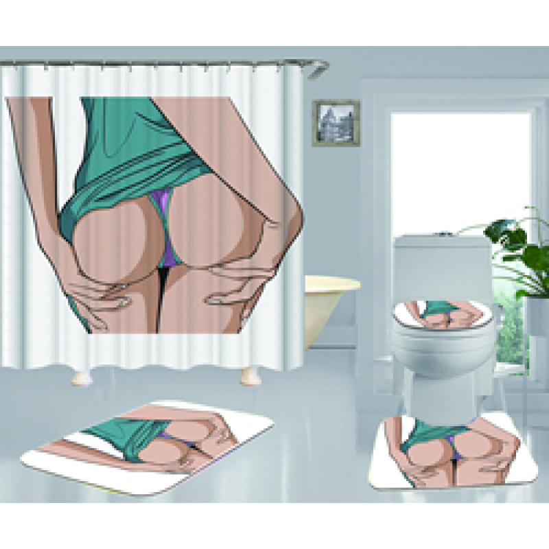 Underpants Nude Busty Sexy White Girl Women Bare Ass Polyester Shower Curtain, Digital Print Bathroom Waterproof Curtain/