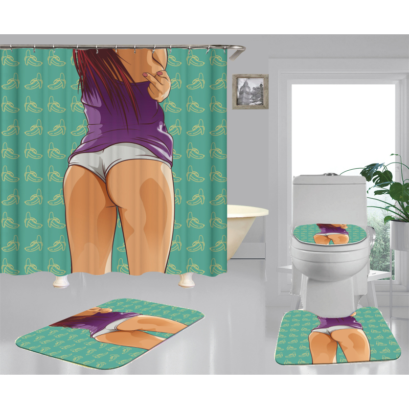 Underpants Nude Busty Sexy White Girl Women Bare Ass Polyester Shower Curtain, Digital Print Bathroom Waterproof Curtain/