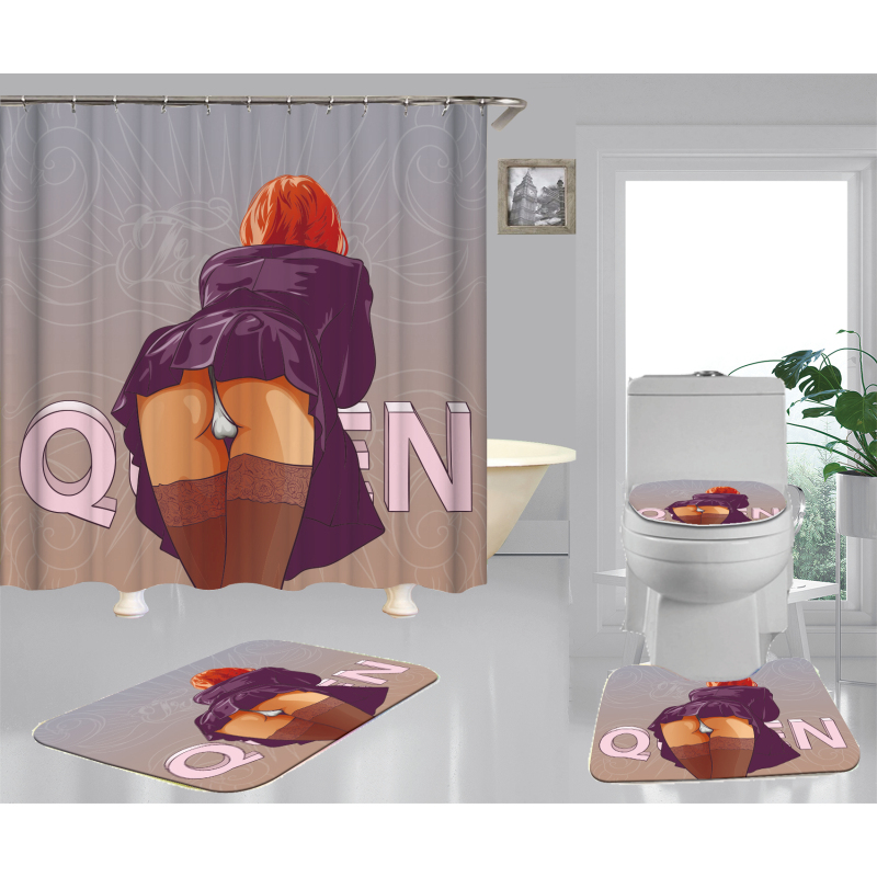 Underpants Nude Busty Sexy White Girl Women Bare Ass Polyester Shower Curtain, Digital Print Bathroom Waterproof Curtain/