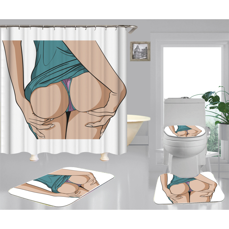 Underpants Nude Busty Sexy White Girl Women Bare Ass Polyester Shower Curtain, Digital Print Bathroom Waterproof Curtain/