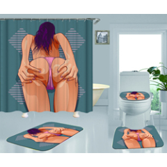Underpants Nude Busty Sexy White Girl Women Bare Ass Polyester Shower Curtain, Digital Print Bathroom Waterproof Curtain/