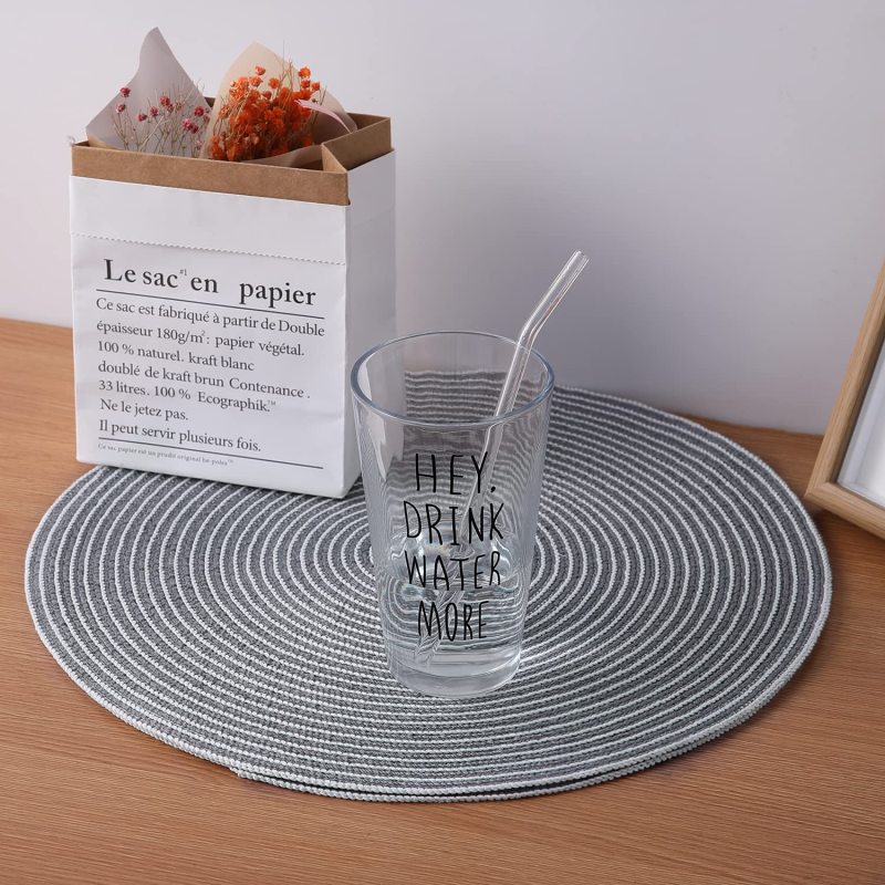 Lot de 4 sets de table ronds pour table à manger, tapis de table de cuisine en coton tissé résistant à la chaleur et antidérapant, 14 pouces, faciles d'entretien #