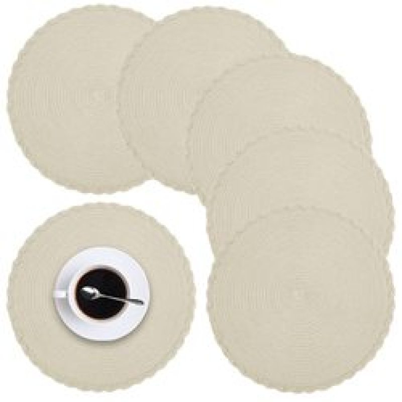 Lot de 4 sets de table ronds pour table à manger, tapis de table de cuisine en coton tissé résistant à la chaleur et antidérapant, 14 pouces, faciles d'entretien #