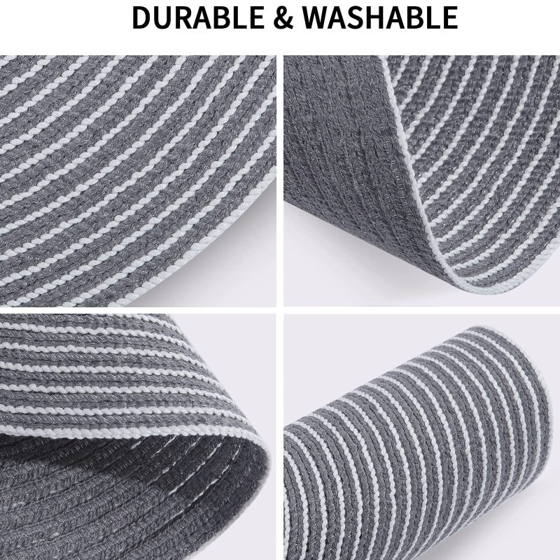 Lot de 4 sets de table ronds pour table à manger, tapis de table de cuisine en coton tissé résistant à la chaleur et antidérapant, 14 pouces, faciles d'entretien #