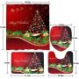 4 Pcs Merry Christmas Shower Curtain Set with Non-Slip Rug, Toilet Lid Cover and Bath Mat, Xmas Christmas Tree Shower Curtain