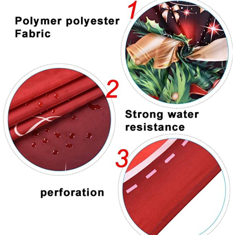 4 Pcs Merry Christmas Shower Curtain Set with Non-Slip Rug, Toilet Lid Cover and Bath Mat, Xmas Christmas Tree Shower Curtain