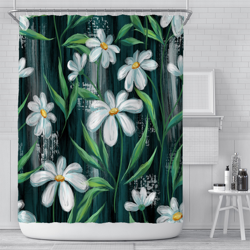 Digital Print Texteil Fabric Shower Curtain, Digital Printed Shower Curtains For Bathroom