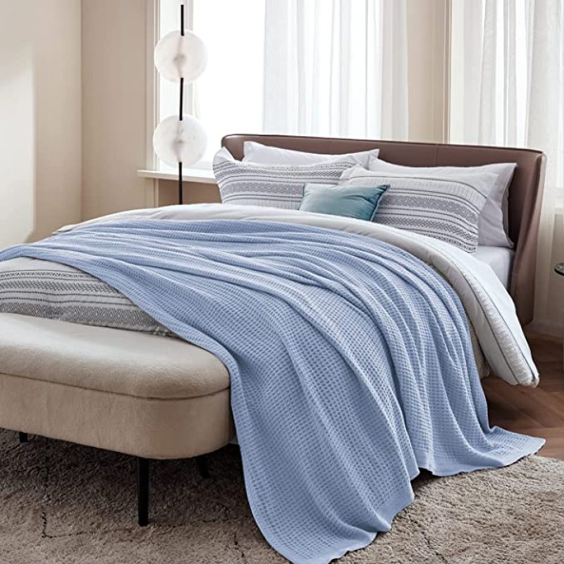 Washed Waffle Pure Cotton Bamboo Fiber Muslin Throw Blanket for Sofa Bed Air Condition Blankets for Kids Adults Bedding Coverlet