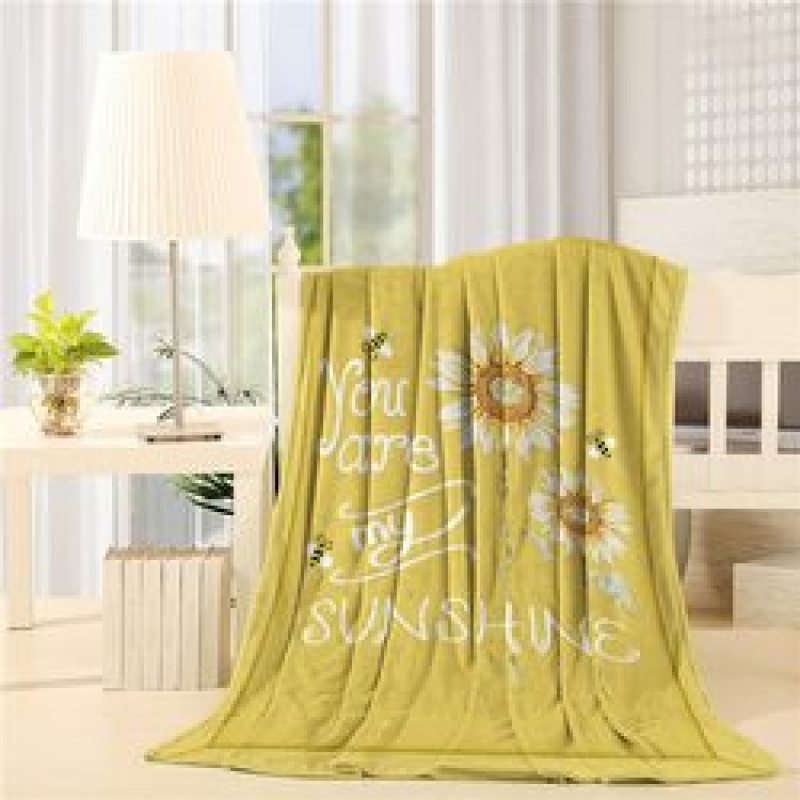 Amazon hot selling custom sunflower flower print fleece plush blanket,Comfortable sofa covered with blanket/