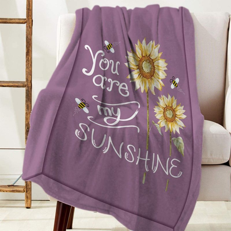 Amazon hot selling custom sunflower flower print fleece plush blanket,Comfortable sofa covered with blanket/