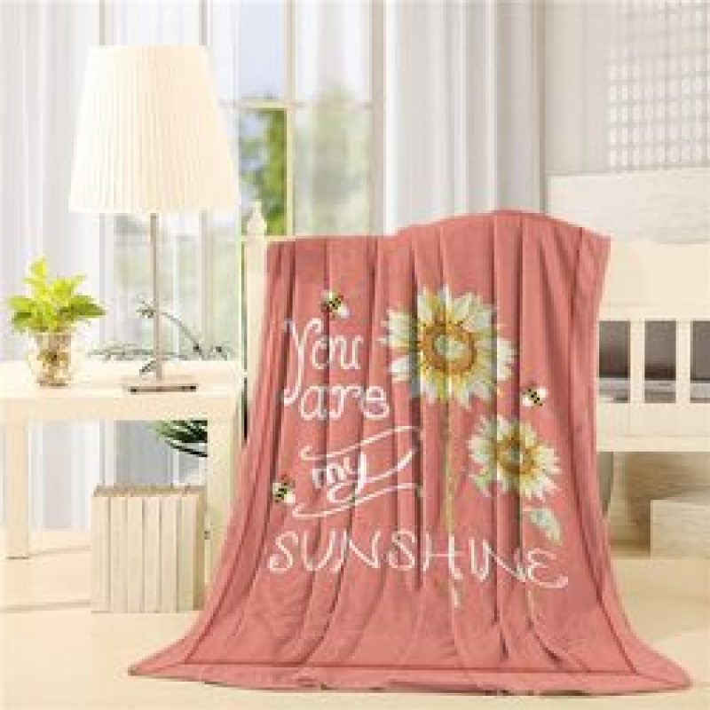 Amazon hot selling custom sunflower flower print fleece plush blanket,Comfortable sofa covered with blanket/