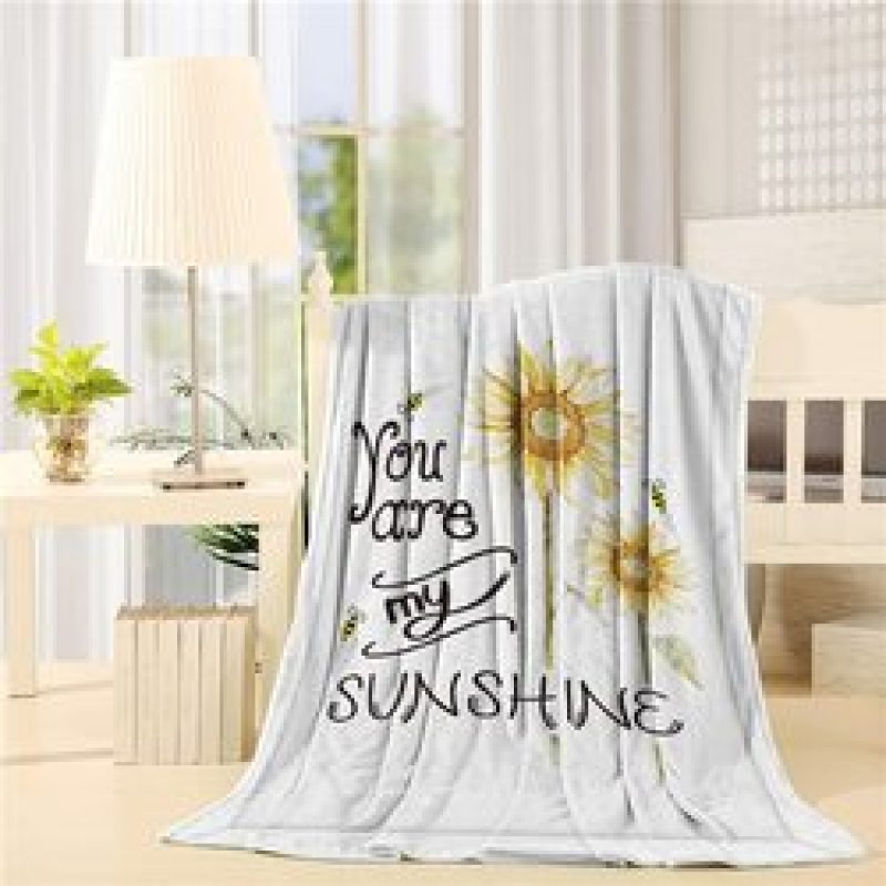Amazon hot selling custom sunflower flower print fleece plush blanket,Comfortable sofa covered with blanket/