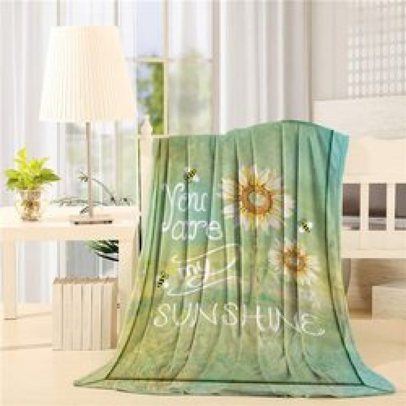Amazon hot selling custom sunflower flower print fleece plush blanket,Comfortable sofa covered with blanket/
