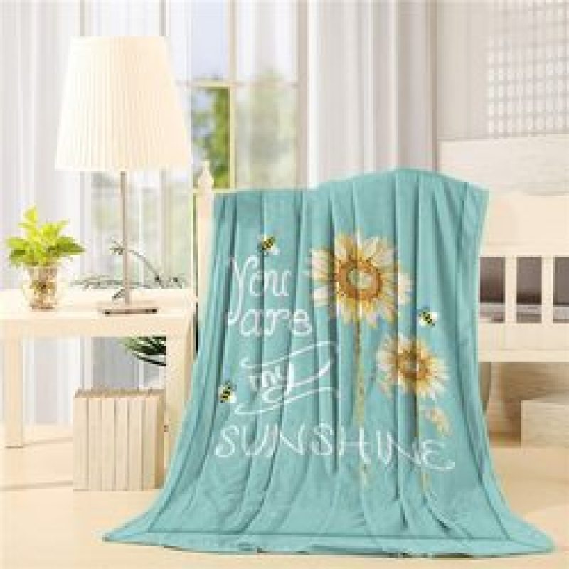 Amazon hot selling custom sunflower flower print fleece plush blanket,Comfortable sofa covered with blanket/