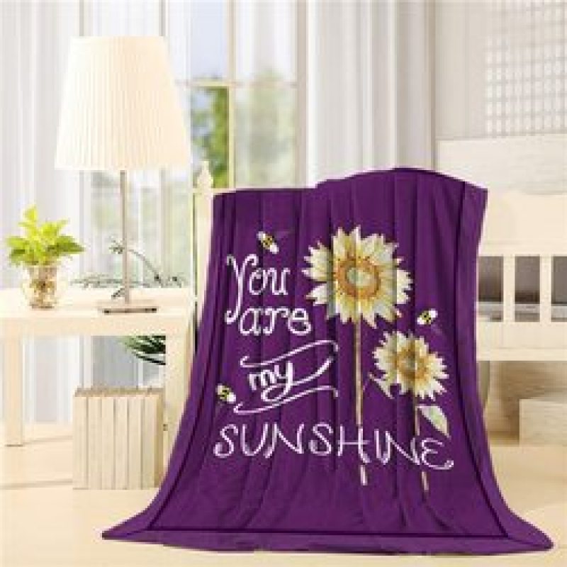 Amazon hot selling custom sunflower flower print fleece plush blanket,Comfortable sofa covered with blanket/