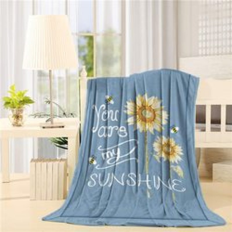 Amazon hot selling custom sunflower flower print fleece plush blanket,Comfortable sofa covered with blanket/
