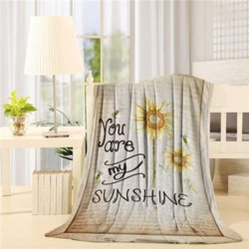 Amazon hot selling custom sunflower flower print fleece plush blanket,Comfortable sofa covered with blanket/