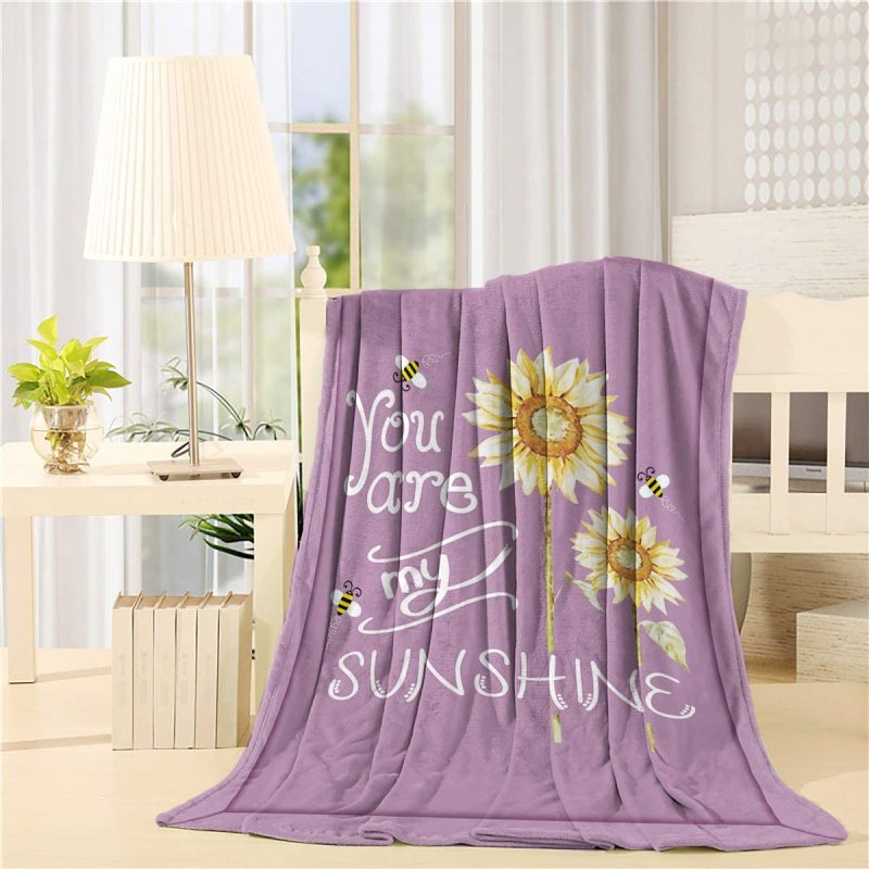 Amazon hot selling custom sunflower flower print fleece plush blanket,Comfortable sofa covered with blanket/