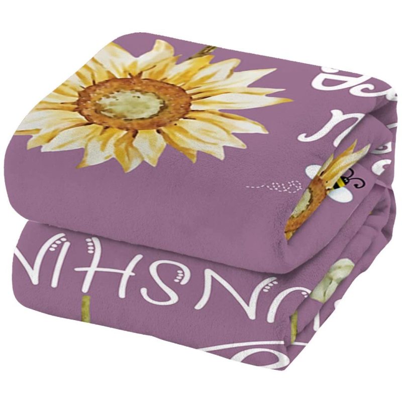 Amazon hot selling custom sunflower flower print fleece plush blanket,Comfortable sofa covered with blanket/