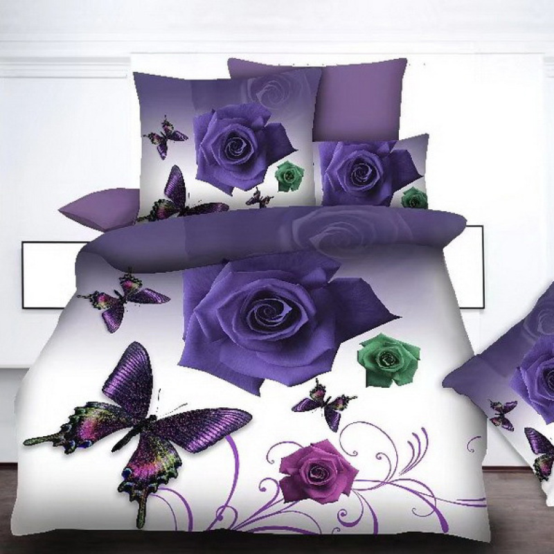 Stock Cotton Bedding Sheet Set, Flower And Butterfly Bedding Set/