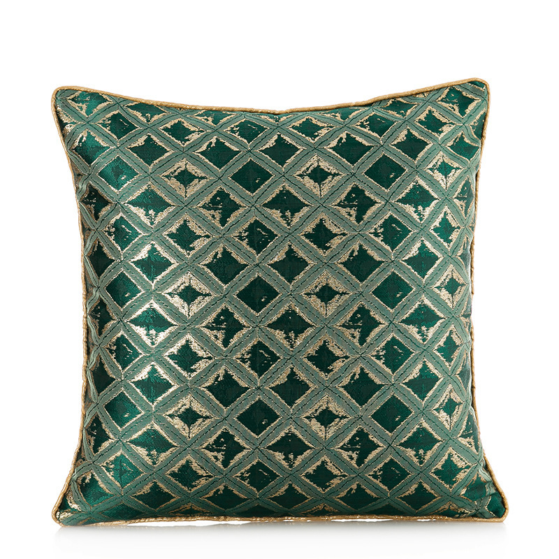 Dark Green Satin Jacquard Cushion Cover, Custom Light Luxury Cushion Cover /