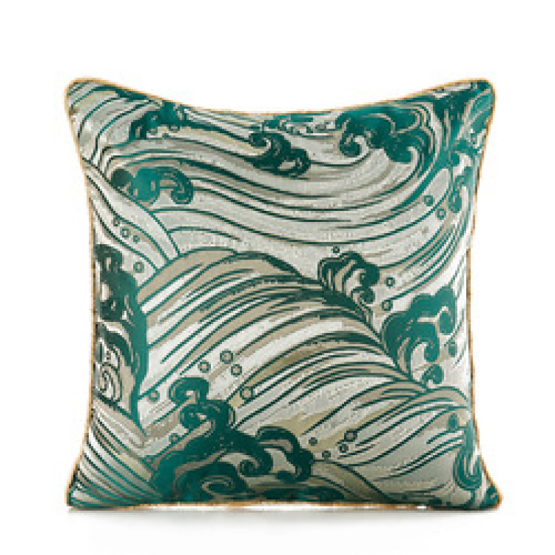 Dark Green Satin Jacquard Cushion Cover, Custom Light Luxury Cushion Cover /