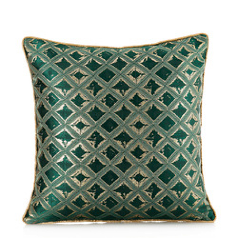 Dark Green Satin Jacquard Cushion Cover, Custom Light Luxury Cushion Cover /