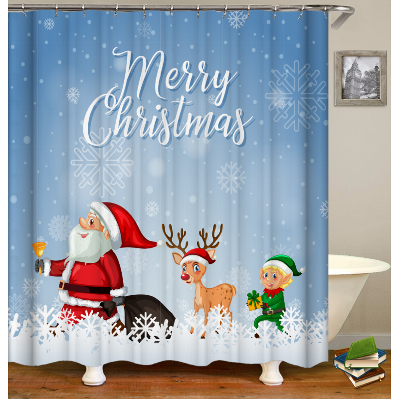 Home Decor Polyester Shower Curtain 3D, Famous White Christmas Shower Curtain*