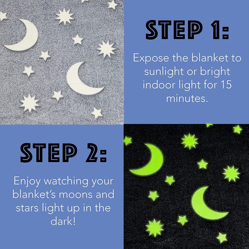 Magic Glow In The Dark Blanket Christmas Birthday Gift Home Textile Finished Star Moon Luminous Super Soft Fuzzy Fluffy Plush
