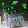 Magic Glow In The Dark Blanket Christmas Birthday Gift Home Textile Finished Star Moon Luminous Super Soft Fuzzy Fluffy Plush