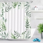 Pretty Yellow Black Gold Long Palm Leaf Shower Curtain Liner Hooks Sets Bathroom Waterproof Fabric/ bathroom curtain