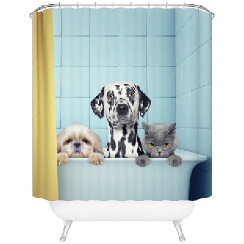 Bathroom Shower Curtain Cartoon Shading Waterproof, Thick Mildew Bathroom Curtain/